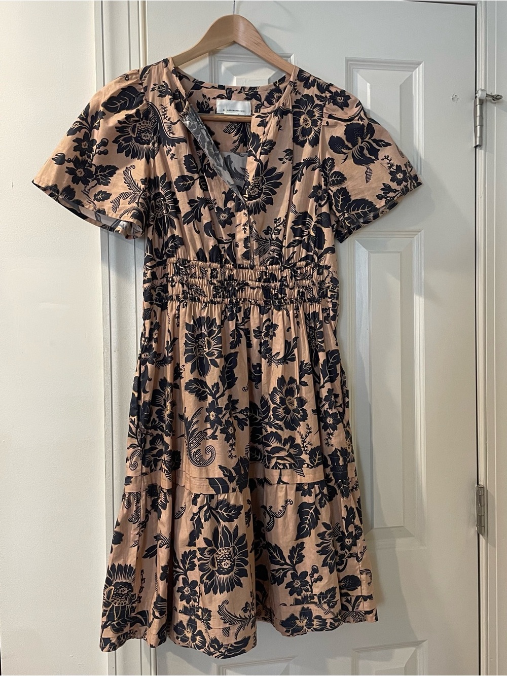 Floral Taupe/Khaki Midi Dress